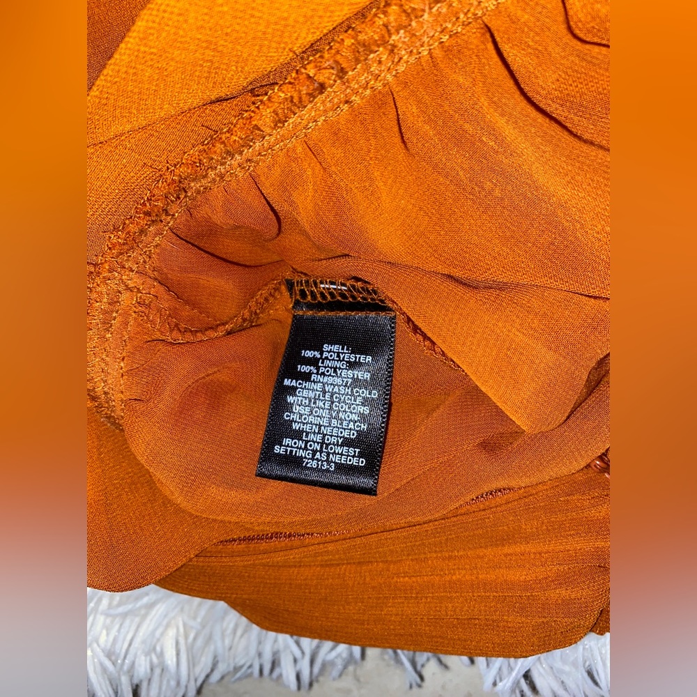 NWOT V-Neck sheer Burnt orange blouse - Picture 7 of 10